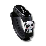 ZOVUTA Digital Dial Waterproof Stylish & Fashionable Wrist Smart Watch LED Band for Kids, Colorful Cartoon for Boys & Girls (Removable Silicon Strap) (Black Panda)