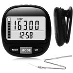 3D Pedometer Step Counter, Larger Display Walking Pedometer with Removable Clip and Lanyard, Step Tracker Counter Fitness with Calorie, Distance, Time, Daily Goal Recording