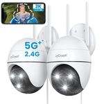 ieGeek 2.4G/5GHz PTZ Security Camera Outdoor, 2K Dual-Band WiFi CCTV Camera, Color Night Vision, WiFi Home IP Camera with Human Detection, Siren, 2-Way Audio, Support Alexa, Memory/Cloud, 2PCS (Wired)