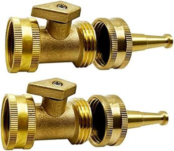 High Pressure Hose Jet Nozzle with Shut Off Valve, Brass Heavy Duty 3/4" GHT Connector for Garden Hose - 2 Set