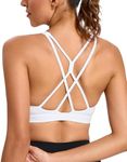 RUNNING GIRL Sports Bra for Women, Medium-High Support Criss-Cross Back Strappy Padded Sports Bras Supportive Workout Tops(2995_White_XL)