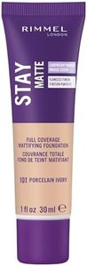 Rimmel London Stay Matte Liquid Mousse - 101 Porcelain Ivory - Foundation, Lightweight, Shine Control, Oil-Free, 1oz