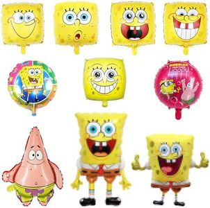 Globos de Cumpleaños, 10 Piezas Globos Bob Esponja, XXL Globo de Papel Aluminio, Globos Temáticos como Decoración Cumpleaños, Favores la Fiesta para Infantiles