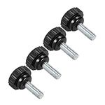 CoCud Knurled Clamping Knobs, M6 x 15mm Male Thread 20mm Head, Thermoset Plastic Thumb Screw Grip Bolt Knobs Black - (Applications: for Lathe Machinery), 4-Pieces