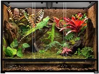 OiiBO 135 Gallon Reptile Terrarium, 48" x 18" x 36" Full Tempered Glass Vertical Reptile Tank,Front Sliding Door with Top Screen Ventilation Reptile Amphibian Tall & Extra-Long Habitat Enclosure Cage