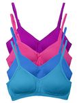 Kalon Women’s 4 Pack Demi Padded Bralette Wireless Comfortable Bra, Jewels, M/L