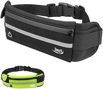 InnoTi Ceinture Running Homme et Femme - Sac Banane Sport Étanche en Néoprène - Porte Téléphone, Trail, Jogging - Ceinture de Course à Pied Réfléchissante et Réglable (Noir)