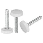 sourcing map 20pcs M4 x 30mm Metric Male Thread Knurled Knobs, Thumb Screw Clamping Knobs Grip Plastic Handle Hand Knobs with Threaded Stud, White