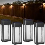 GOODFOEVER 4 Pack Solar Fence Lights Solar Post Accent Light/Wall Light for Outdoor, Yard, Fence, Porch and Garage, Body in Aluminum and Glass Waterproof Outdoor Decorative Solar Lighting