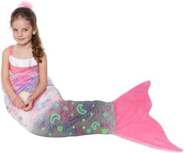 Catalonia Glow in the Dark Mermaid Tail Blanket, Wearable Blanket for Girls