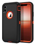 I-HONVA for iPhone Xs Case, iPhone X Case Shockproof Dust/Drop Proof 3-Layer Full Body Protection [Without Screen Protector] Rugged Heavy Duty Durable Cover Case for Apple iPhone Xs/X,Black/Orange