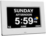 AINFTIME Digital Clock with Date and Day of Week for Elderly-12 Alarms Medication Reminder Dementia Alzheimers Clock Calendar with Extra Large Display (7 inch White)