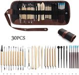 30Pcs Clay Sculpting Carving Pottery Tool Set Bag Kit Modelling DIY Sculpture Pottery Sculpting Tools Set for Beginners Professional Art Crafts, Wood and Steel, Schools and Home Safe for Kids