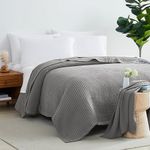 Southshore Fine Living, Inc. Luxury Waffle Blanket Queen Size/Full Size, Soft Blanket for Full and Queen Beds, 100% Cotton, Warm in Winter, Cooling in Summer, Oeko-TEX Certified, Grey