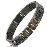 Smarter LifeStyle Elegant Surgical Grade Steel Carbon Fiber Mens Bracelet – Adjustable Many Color Options, Mens Jewelry Bracelet for Men (Gunmetal Bracelet, Blue Carbon Fiber)