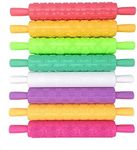 8 Pcs Embossed Rolling Pins Set, Flower Textured Patterned Dough Non-Stick Rolling Pin,Baking Cake Decorating Roller for Fondant,Pie Crust,Cookie,Pastry,Icing,Clay