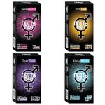 NOTTY BOY Multi Variety Condoms Combo - 3-In-One Ribbed Contoured Dotted, Super 1500 Dots, OverTime Climax Delay, Ultra Thin Condom For Men- Pack Of 4, 40 Count