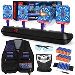 Lehoo Castle Nerf Target, Electronic Digital Target with Kids Tactical Vest for Nerf Guns, Auto-Reset Shooting Targets for Kids Include 60 Bullets & Wrist Bands, Toys for Boys Girls