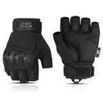 Glove Station The Fingerless Tactical Rubber Knuckle Gloves for Men Outdoor Sports Training Motorcycling, Black, Medium