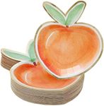 48 Pack Peach Paper Plates with Die-Cut Design and Gold Foil Border for Peach Themed Party Decorations (7 in)