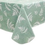 Heavy Duty Vinyl Tablecloth with Flannel Backing Waterproof Oil-Proof PVC Table Cloth Stain-Resistant Wipeable Rectangle or Square Table Cover (Mint Leaf, 54X54 Inch)