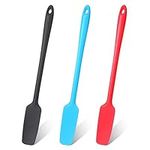 3Pcs Silicone Jar Spatulas, Rubber Spatula Long Handle Jar Spatulas, Small Silicone Spatula Thin Spatula, Non-Stick Silicone Scraper Kitchen Silicone Spatula(Red/Blue/Black)