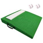 Portable Baseball Pitching Mound - Youth or Aadult Training Pitcher'S Mound 30x30x4 Inch Regulation Size Pitching Rubber Durable Antifade Turf Ideal For Indoor & Outdoor Training, Two Baseball (Green)