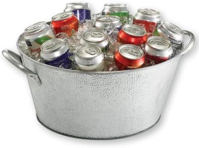 TableCraft Galvanized Collection Round Beverage Tub, 18.5 x 15.1 x 7-Inch