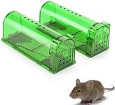Humane Live Mouse Traps No Kill Safe Reusable, Mice Trap Catch and Release Indoor/Outdoor for Small Rodent/Voles/Hamsters/Moles Catcher, 2 Packs (Green)
