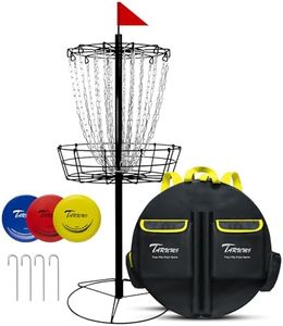 TARUMG Disc Golf Basket - Portable Disc Golf Target with Heavy Duty 24-Chains Come with Transit Bag and 3pcs Disc Golf Discs, Ground Stake -Suitable for Players of All Levels - Multi Color Available