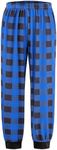 Ekouaer Boys' Pajama Pants Elastic Waist Sleepwear Pants Breathable Lightweight Lounge Pants Blue Plaid 150