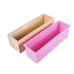Loaf Mould Soap, Silicone Liner Mould with Rectangular Wooden Box for Making Soap, Candles and Cakes