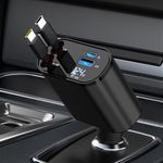 Retractable Car Charger, 4 in 1 Fas