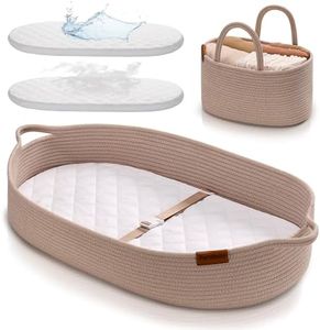 PeraBella XL Baby Changing Basket for Dresser Top, Moses Baskets for Newborn, Portable Baby Diaper Changing Pad Table Topper for Dresser, Moses Bassinet Mat with Waterproof Pad Cover and Diaper Caddy