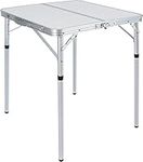 REDCAMP Small Square Folding Table 2 Foot, Portable Aluminum Camping Table Adjustable Height Lightweight for Picnic Beach Outdoor Indoor, White 24 x 24 inch