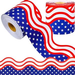 250th Anniversary 4th of July Bulletin Board Patriotic Star Roll 59Ft Red White Blue Trim for USA Party Decor (Sky Blue, XS)