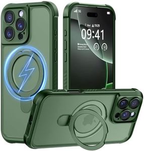 MOCCA Design for iPhone 16 Pro Case with Magnetic Invisible Stand [Full Camera Protection] [Compatible with Magsafe] Military Drop Shockproof Translucent Matte Phone Case Cover 6.3",Dark Green