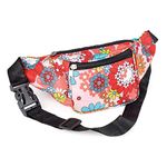 Style Spot Waist Bag Running Belt for Man & Women with 4-Zipper Pockets & Adjustable Belt for Holidays, Hiking & Outdoors Fanny Pack Travel Money Pouch (One Size, Pink Tone Flower Print)