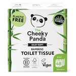 The Cheeky Panda Bamboo Toilet Rolls Bulk Buy – 48 Rolls of 3 Ply Toilet Paper | Plastic Free Packaging and Sustainable Tissue Paper | Compostable Loo Roll