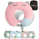 Travel Pillow - Soft Memory Foam Neck Pillow for Adults, Kids, Children, Convenient & Portable U Shaped Neck Pillows, Cute Animal Airplane pillow for Home, Office, Camping, Travelling, Sleeping (Pink)