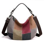 Eshow Women Tote Handbag Bag Canvas Shoulder Bag for Ladies 14 inch Laptop Shopping Bag Shopper Crossbody Multipurpose Hobo Bags Black (Multicolour-1122)