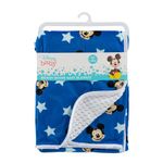 Disney Mickey Mouse Blue Double Sided Mink and Waffle Fleece with Satin Edge Baby Blanket