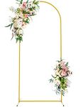 Wokceer 6 FT Wedding Arch Backdrop Stand, Square Arch Gold Metal Arch Backdrop Stand for Wedding Ceremony Birthday Party Bridal Baby Shower Photo Booth Garden Floral Balloon Arch Decoration