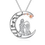 WINNICACA Mother and Daughter Necklace 925 Sterling Silver I Love You to the Moon and Back Pendant Necklace Jewellery Gifts for Mum/Daughter