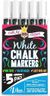 Chalky Crown - Stylo Craie, Craie pour Tableau Noir, Feutre Craie - Marqueurs à Craie Blancs (Lot de 5) - Pour Tableaux Noirs, Enseignes, Fenêtres, Vitres - Mine Variable 6 mm + 24 Étiquettes Noires