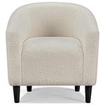 costoffs Accent Chair Tub Chair Boucle Barrel Armchair for Living Room Office Occasional Reception Home Cafe Ivory