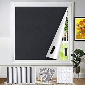 Bekeify Tela Oscurecedora 300×145 cm Estor Opaco Aislamiento Térmico Cortina Opaca Portátil Cortar a Voluntad para Bloquear la luz Apto para Todo Tipo de Ventanas con Regla Blanda y 30 Cintas