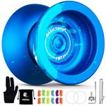 Yoyo Professional Unresponsive Yoyo for Kids and Adults, Trick Yoyo N11 with Dual Purpose Mode, Metal Yoyo Responsive Mode for Kids Beginner + Yo-yo Bearing Kit + 12 Yoyo Strings - Splash Sky Blue