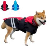 Cosibell Dog Raincoat for Medium Large Extra Large Dogs, Waterproof Rain Jacket with Reflective Strap, Lightweight Hoodies Full-Body Coverage Dry Clothes (S, Red)
