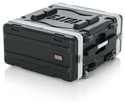 Gator GRR4L Molded PE 4U 19.25 inch Rack Case with Front / Rear Rails / Pull Handle / Recessed Wheels and Locking, Black